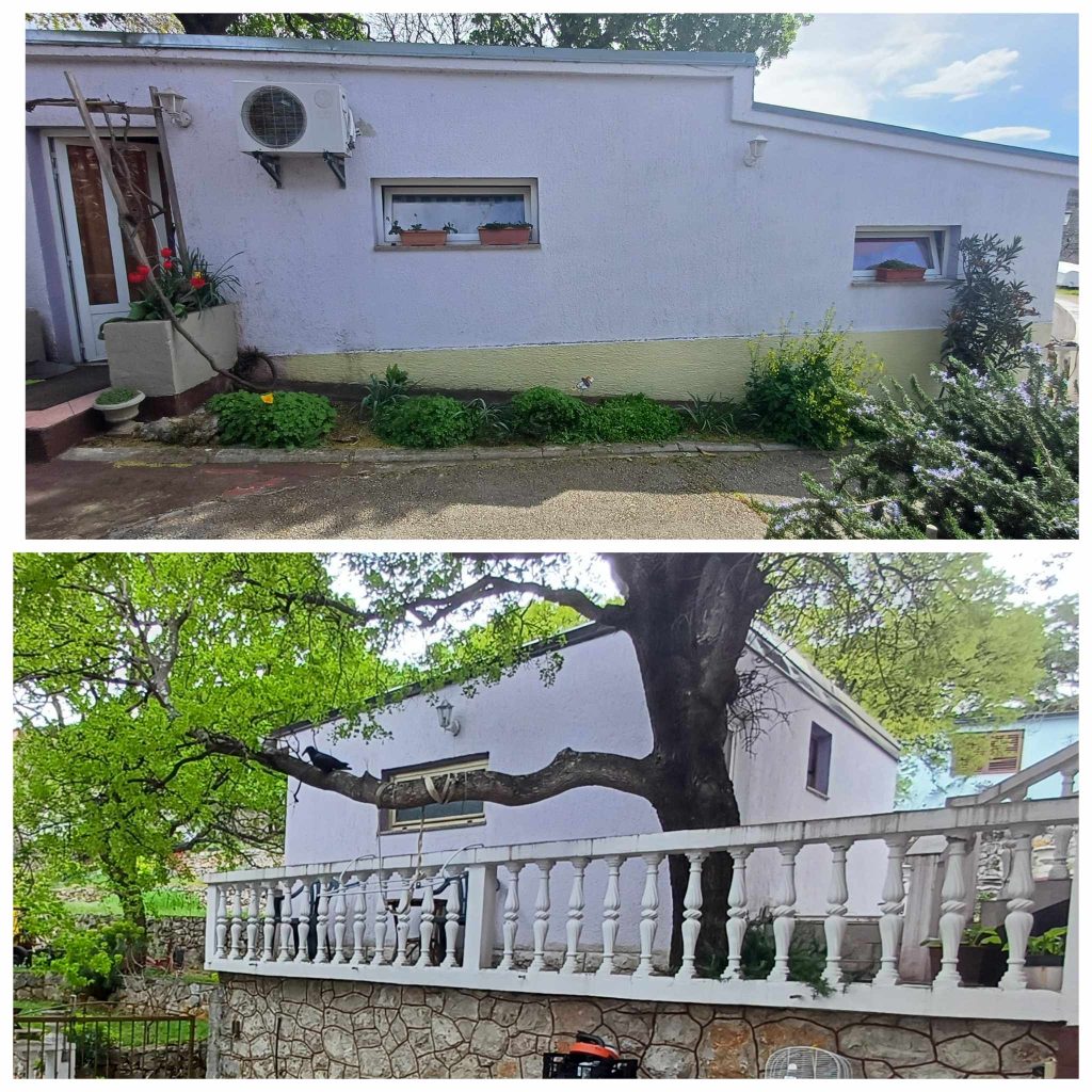 Vrt in terasa apartmaja Babić v kraju Sibinj Krmpotski na Hrvaškem